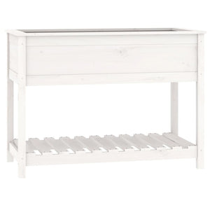 vidaXL Planter with Shelf White 111.5x54x81 cm Solid Wood Pine