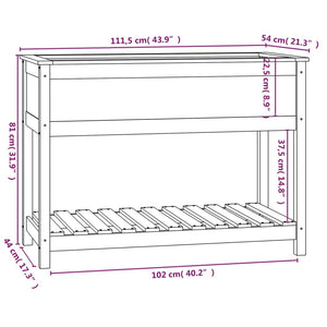 vidaXL Planter with Shelf White 111.5x54x81 cm Solid Wood Pine