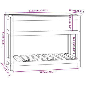 vidaXL Planter with Shelf Black 111.5x54x81 cm Solid Wood Pine