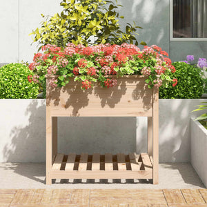 vidaXL Planter with Shelf 82.5x82.5x81 cm Solid Wood Pine