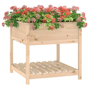 vidaXL Planter with Shelf 82.5x82.5x81 cm Solid Wood Pine