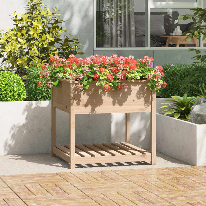 vidaXL Planter with Shelf 82.5x82.5x81 cm Solid Wood Pine