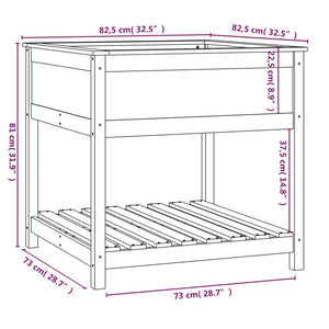 vidaXL Planter with Shelf Grey 82.5x82.5x81 cm Solid Wood Pine