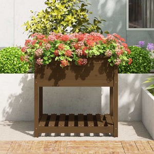 vidaXL Planter with Shelf Honey Brown 82.5x82.5x81 cm Solid Wood Pine