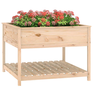 vidaXL Planter with Shelf 111.5x111.5x81 cm Solid Wood Pine