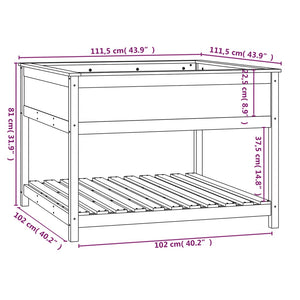 vidaXL Planter with Shelf Grey 111.5x111.5x81 cm Solid Wood Pine