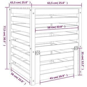 vidaXL Composter Grey 63.5x63.5x77.5 cm Solid Wood Pine