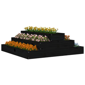 vidaXL Planter Black 80x80x27 cm Solid Wood Pine