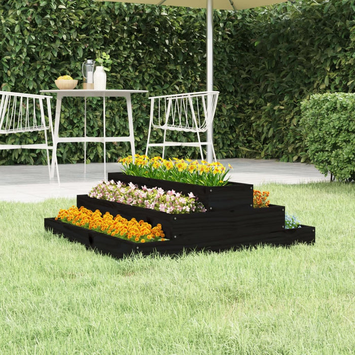 vidaXL Planter Black 80x80x27 cm Solid Wood Pine