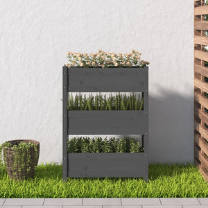 vidaXL Planter Grey 77x25x104.5 cm Solid Wood Pine