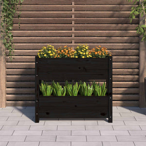 vidaXL Planter Black 77x25x66 cm Solid Wood Pine