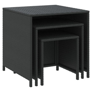 vidaXL Nesting Tables 3 pcs Black Poly Rattan