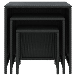 vidaXL Nesting Tables 3 pcs Black Poly Rattan