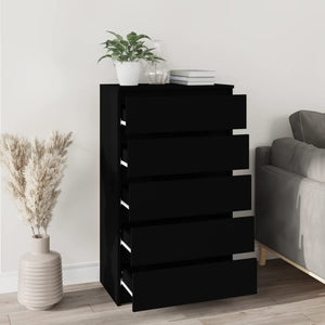 vidaXL Drawer Cabinet Black 60x36x103 cm Engineered Wood