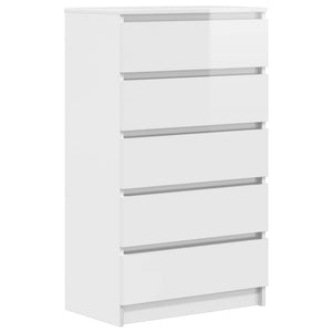 vidaXL Drawer Cabinet High Gloss White 60x36x103 cm Engineered Wood