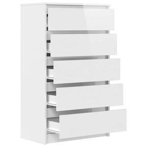 vidaXL Drawer Cabinet High Gloss White 60x36x103 cm Engineered Wood