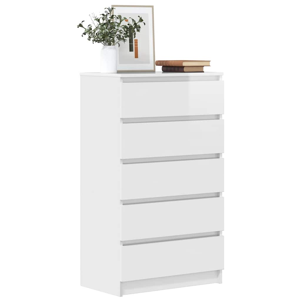 vidaXL Drawer Cabinet High Gloss White 60x36x103 cm Engineered Wood