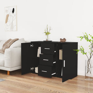 vidaXL Sideboard Black 91x29.5x65 cm Engineered Wood