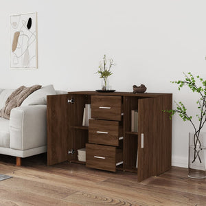 vidaXL Sideboard Brown Oak 91x29.5x65 cm Engineered Wood