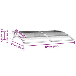 vidaXL Door Canopy Black 150x100 cm Polycarbonate