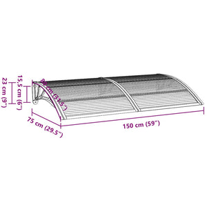 vidaXL Door Canopy Black and Transparent 150x75 cm Polycarbonate