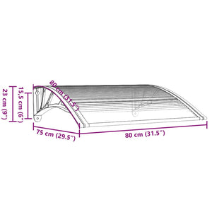 vidaXL Door Canopy Black 80x75 cm Polycarbonate