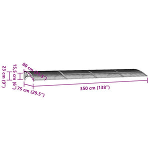 vidaXL Door Canopy Black and Transparent 350x75 cm Polycarbonate