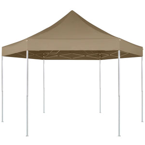 vidaXL Hexagonal Pop-Up Foldable Marquee 3.6x3.1 m Taupe 220g/m²