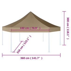 vidaXL Hexagonal Pop-Up Foldable Marquee 3.6x3.1 m Taupe 220g/m²