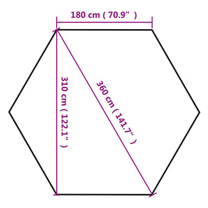 vidaXL Hexagonal Pop-Up Foldable Marquee 3.6x3.1 m Taupe 220g/m²