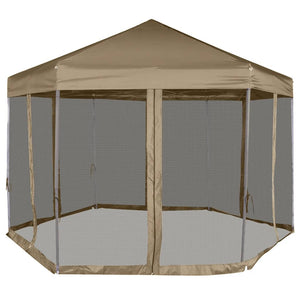 vidaXL Hexagonal Pop-Up Marquee with Sidewalls 3.6x3.1 m Taupe 220g/m²