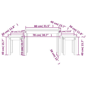 vidaXL Nesting Tables 3 pcs Solid Wood Pine
