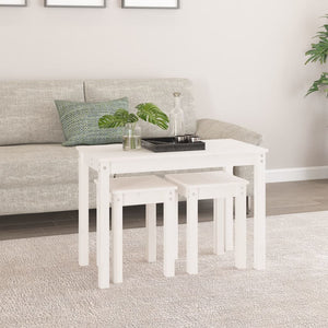 vidaXL Nesting Tables 3 pcs White Solid Wood Pine