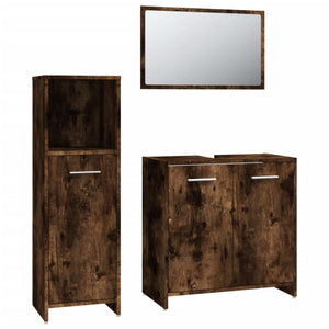 vidaXL 3 Piece Bathroom Furniture Set Smoked Oak Engineered Wood