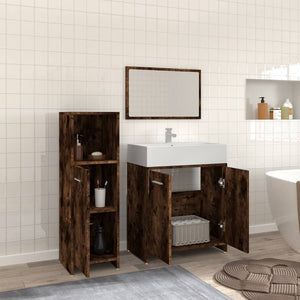 vidaXL 3 Piece Bathroom Furniture Set Smoked Oak Engineered Wood