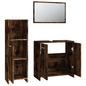 vidaXL 3 Piece Bathroom Furniture Set Smoked Oak Engineered Wood