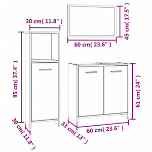 vidaXL 3 Piece Bathroom Furniture Set Smoked Oak Engineered Wood