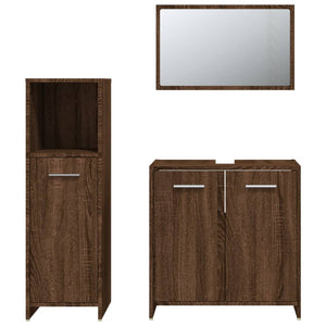 vidaXL 3 Piece Bathroom Furniture Set Brown Oak Engineered Wood