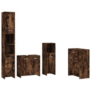 vidaXL 4 Piece Bathroom Furniture Set Smoked Oak Engineered Wood