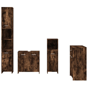 vidaXL 4 Piece Bathroom Furniture Set Smoked Oak Engineered Wood