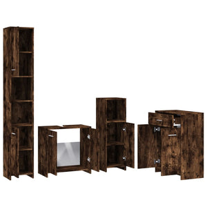 vidaXL 4 Piece Bathroom Furniture Set Smoked Oak Engineered Wood