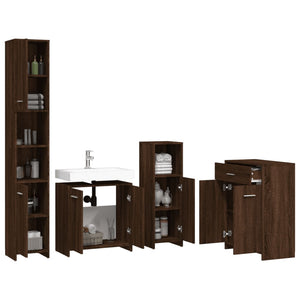 vidaXL 4 Piece Bathroom Furniture Set Brown Oak Engineered Wood