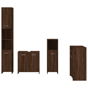 vidaXL 4 Piece Bathroom Furniture Set Brown Oak Engineered Wood