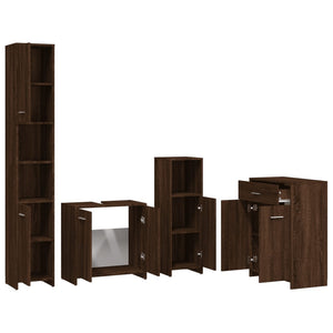 vidaXL 4 Piece Bathroom Furniture Set Brown Oak Engineered Wood