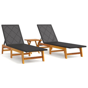 vidaXL 3 Piece Garden Lounge Set Poly Rattan&Solid Wood Acacia