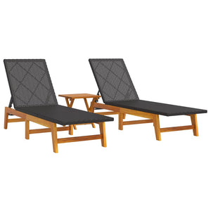 vidaXL 3 Piece Garden Lounge Set Poly Rattan&Solid Wood Acacia