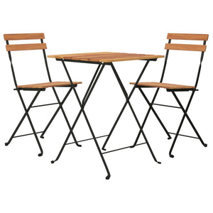 vidaXL 3 Piece Folding Bistro Set Solid Wood Teak and Steel