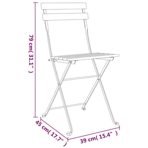 vidaXL 3 Piece Folding Bistro Set Solid Wood Teak and Steel