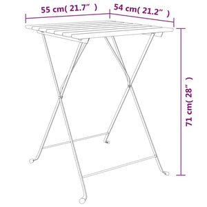 vidaXL 3 Piece Folding Bistro Set Solid Wood Teak and Steel