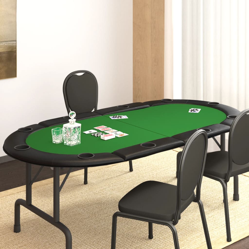 vidaXL 10-Player Folding Poker Tabletop Green 208x106x3 cm